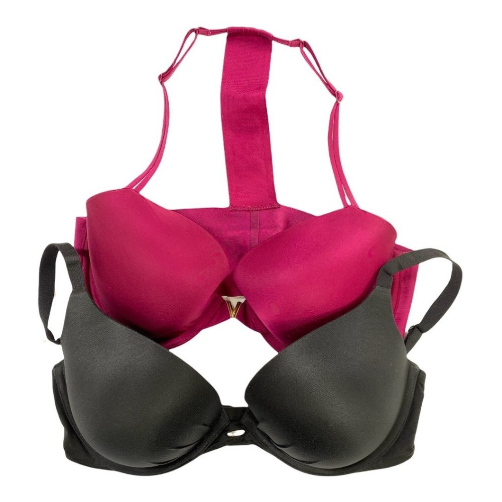 Victoria’s Secret Bras Lot of 2 T-Back Lined Demi & Fabulous Plunge Push-up 34D